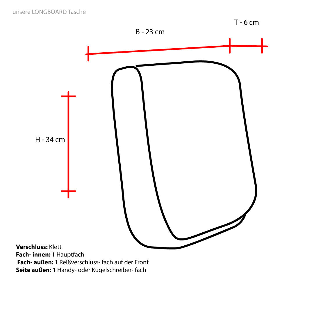Tordalk Segeltuchtaschen “Koordinatentasche Longboard” grau