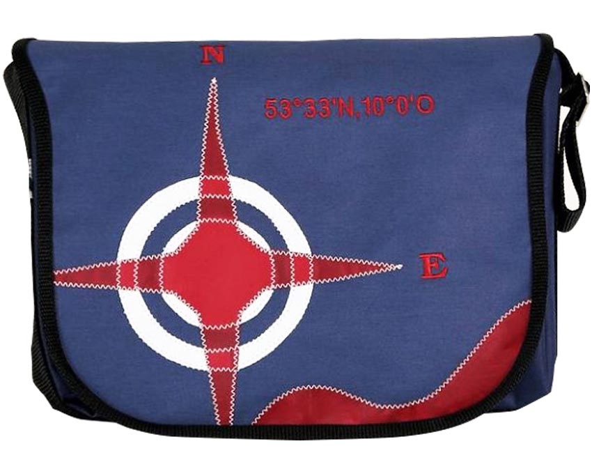 Tordalk Segeltuchtaschen “Koordinatentasche S” blau/weiß