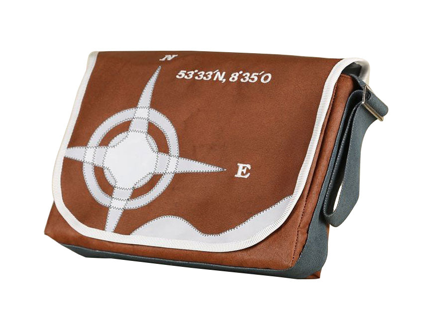 Tordalk Segeltuchtaschen “Koordinatentasche S” braun/weiß