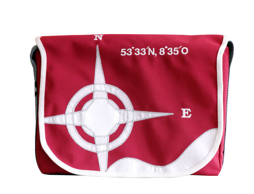 Tordalk Segeltuchtaschen “Koordinatentasche S” rot/weiß