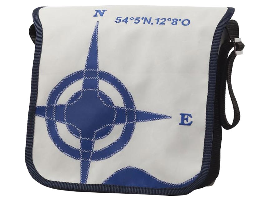 Tordalk Segeltuchtaschen “Koordinatentasche XS” weiß/blau