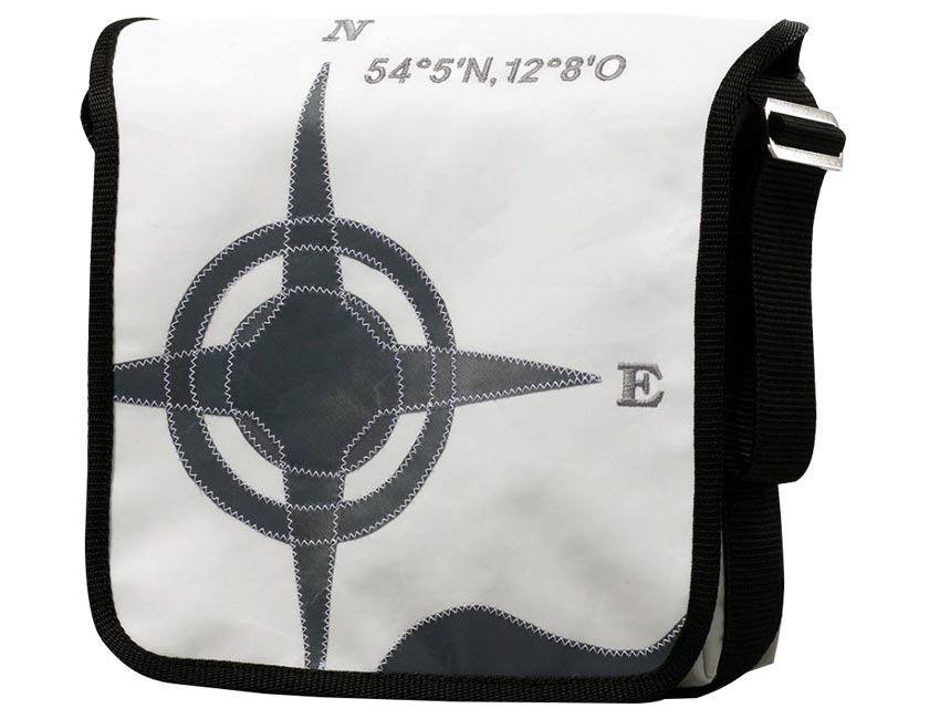 Tordalk Segeltuchtaschen “Koordinatentasche XS” weiß/grau
