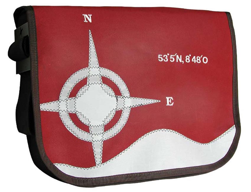 Tordalk Segeltuchtaschen “Koordinatentasche” rot