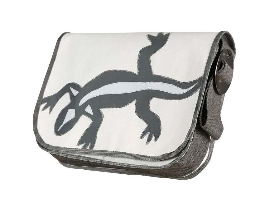 Tordalk Segeltuchtaschen “Echse” weiß