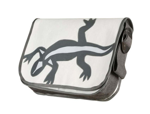 Tordalk Segeltuchtaschen “Echse” weiß