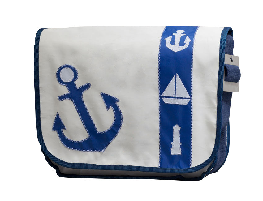 Tordalk Segeltuchtaschen “Maritim Anker” weiß