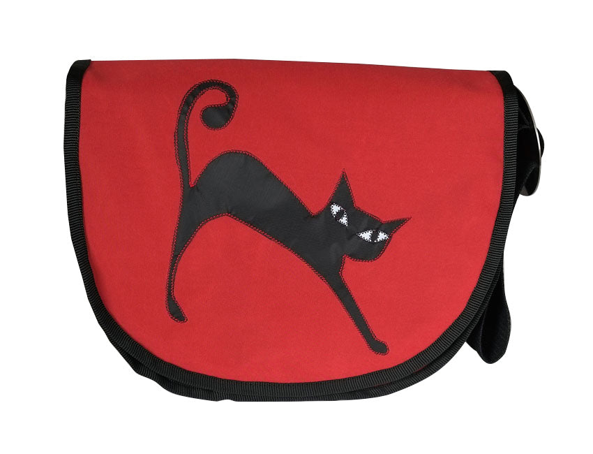 Tordalk Segeltuchtaschen “Katze" rot