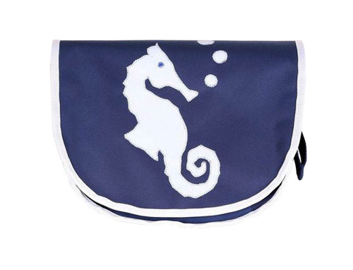 Tordalk Segeltuchtaschen “Seepferdchen" blau