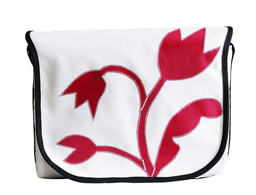 Tordalk Segeltuchtaschen “Blumen" weiß