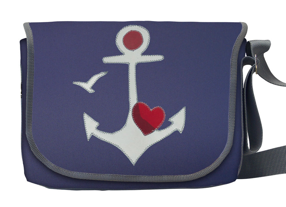 Tordalk Segeltuchtaschen “Herzanker" blau