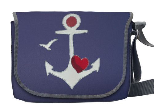 Tordalk Segeltuchtaschen “Herzanker" blau