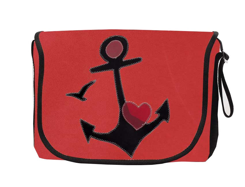 Tordalk Segeltuchtaschen “Herzanker" rot