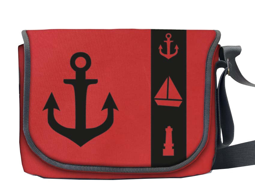Tordalk Segeltuchtaschen “Maritim-Anker" rot