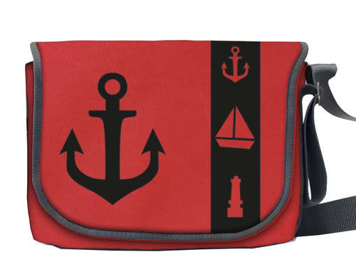 Tordalk Segeltuchtaschen “Maritim-Anker" rot